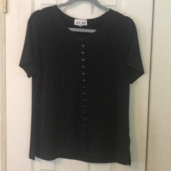 es.se U.S.A short sleeve button embossed front top (3) - Picture 1 of 4